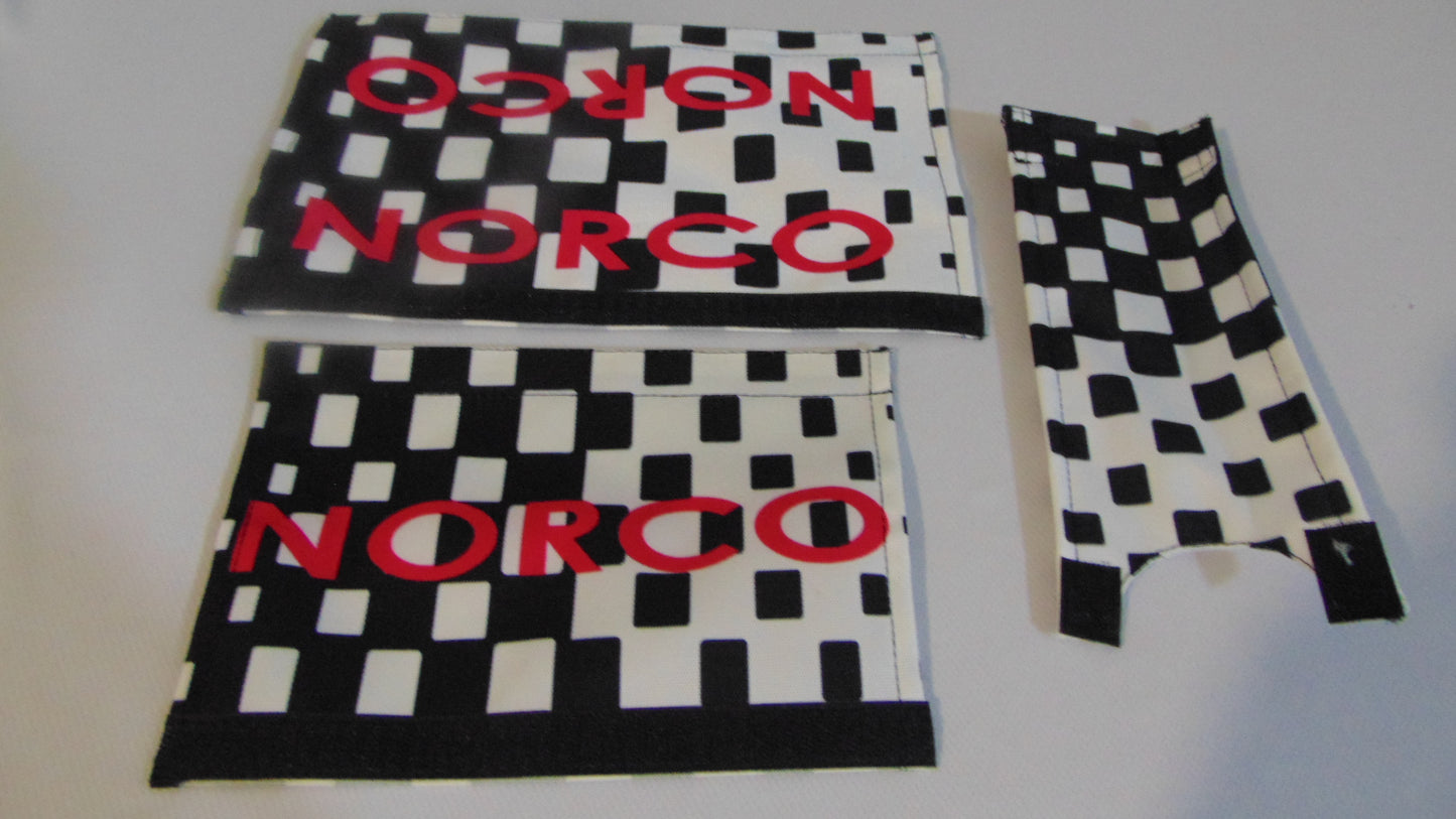 Checkered Black and White Norco BMX padset, Old School Classic BMX padset