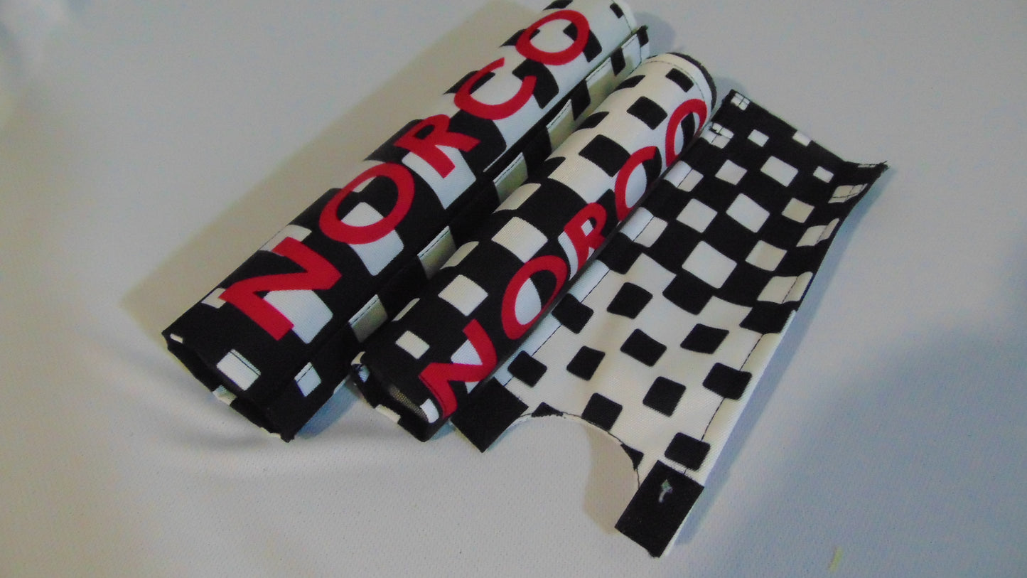 Checkered Black and White Norco BMX padset, Old School Classic BMX padset