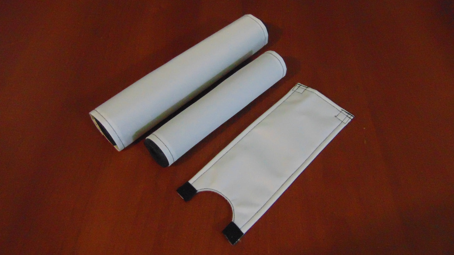 CLASSIC SOLID WHITE BIKE BMX PAD SET STEM HANDLEBAR TOP TUBE BIKE PADS SOLID WHITE CRASHPADSET (1)