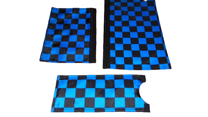 CLASSIC CHECKERED BLUE AND BLACK BIKE BMX PAD SET STEM HANDLEBAR TOP TUBE BIKE PADS CHECKERED BLACK BLUE CRASHPADSET