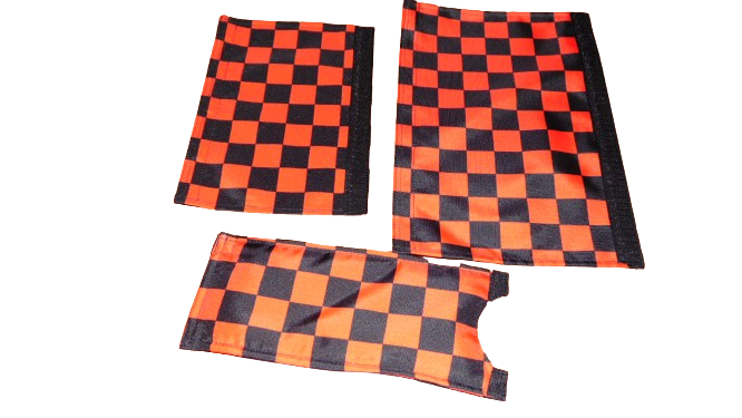CLASSIC CHECKERED RED AND BLACK BIKE BMX PAD SET STEM HANDLEBAR TOP TUBE BIKE PADS CHECKERED BLACK RED CRASHPADSET