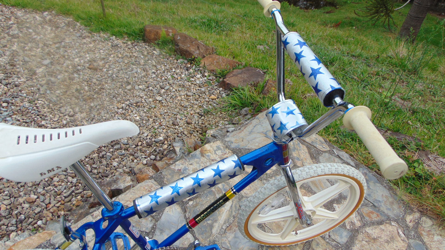 Stars and Chrome Padset, Old School Trick Star Padset Blue and Chrome