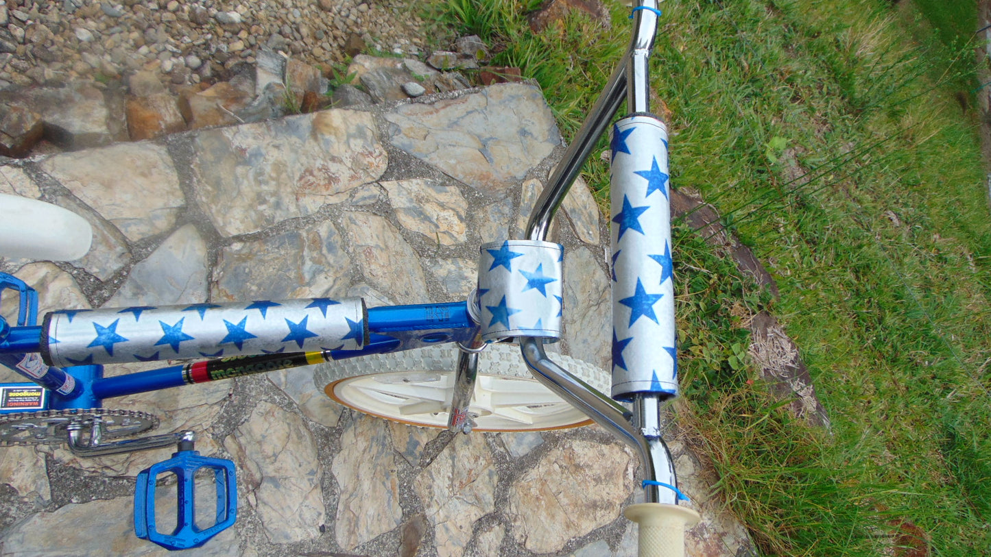 Stars and Chrome Padset, Old School Trick Star Padset Blue and Chrome