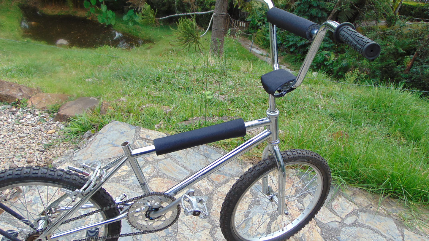 CLASSIC SOLID BLACK BIKE BMX PAD SET STEM HANDLEBAR TOP TUBE BIKE PADS SOLID BLACK CRASHPADSET