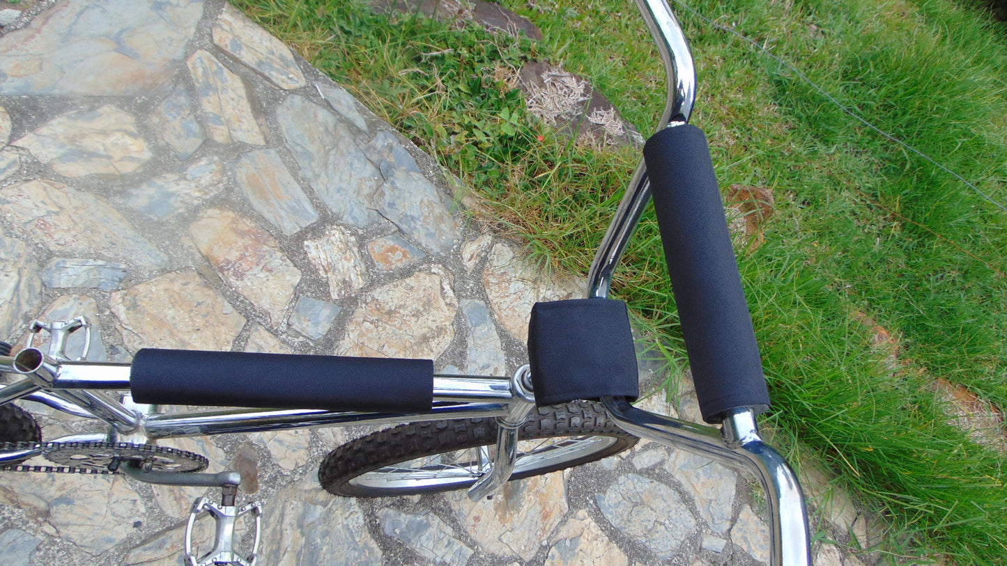 CLASSIC SOLID BLACK BIKE BMX PAD SET STEM HANDLEBAR TOP TUBE BIKE PADS SOLID BLACK CRASHPADSET