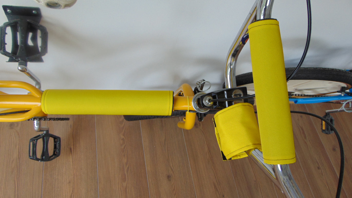 CLASSIC SOLID YELLOW BIKE BMX PAD SET STEM HANDLEBAR TOP TUBE BIKE PADS SOLID YELLOW CRASHPADSET