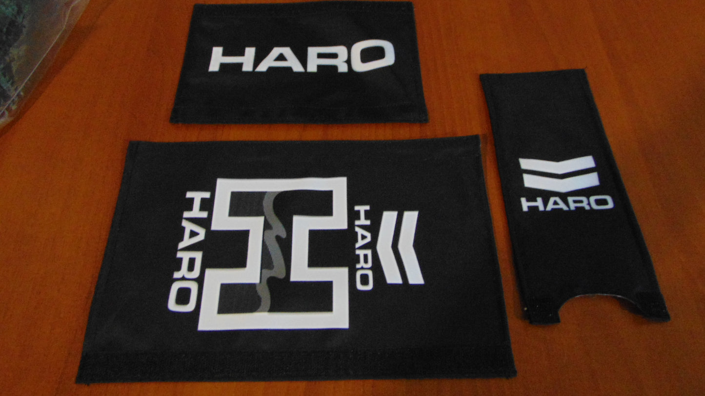 Haro Black BMX Old School Padset, Black Haro BMX Crash Padset Big Logo