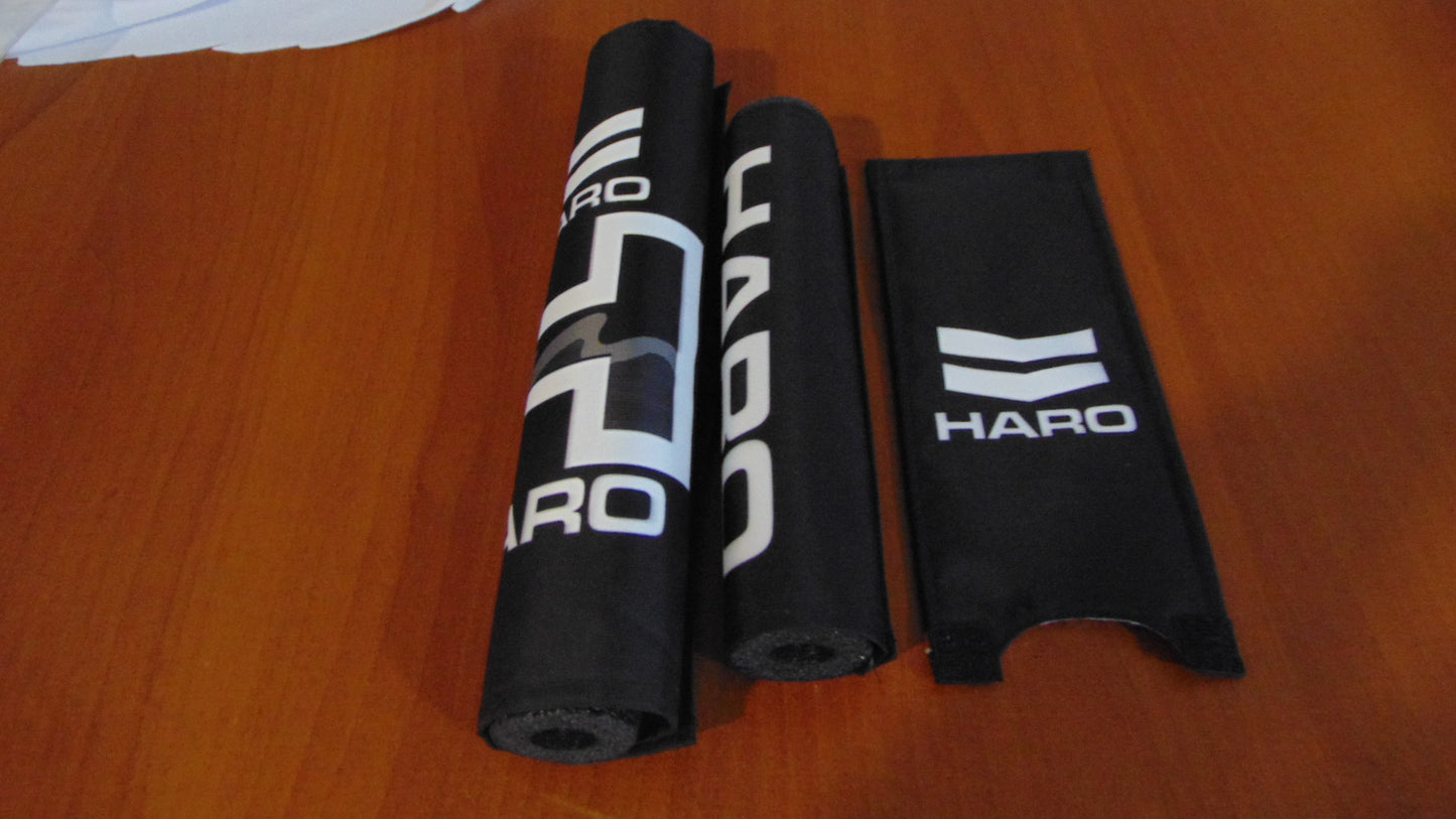 Haro Black BMX Old School Padset, Black Haro BMX Crash Padset Big Logo