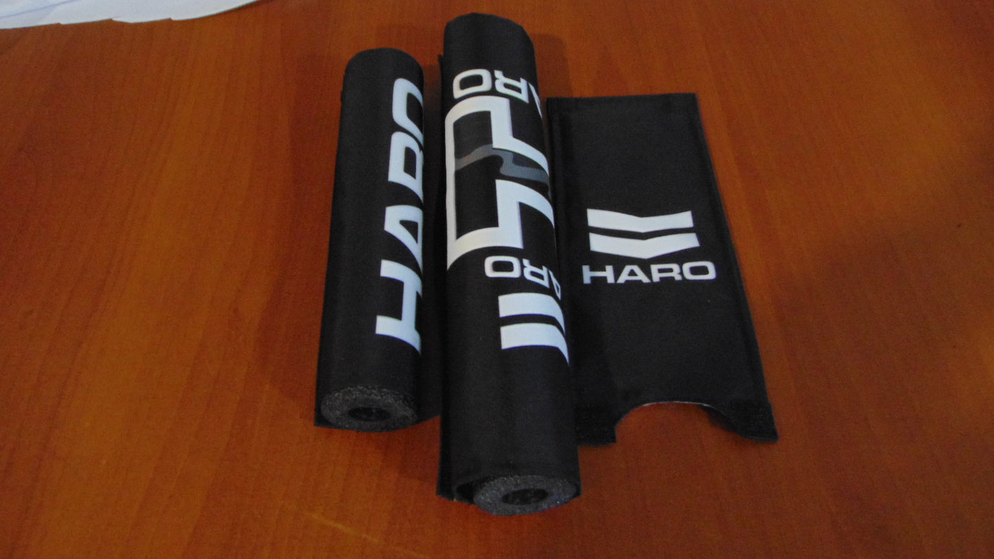 Haro Black BMX Old School Padset, Black Haro BMX Crash Padset Big Logo