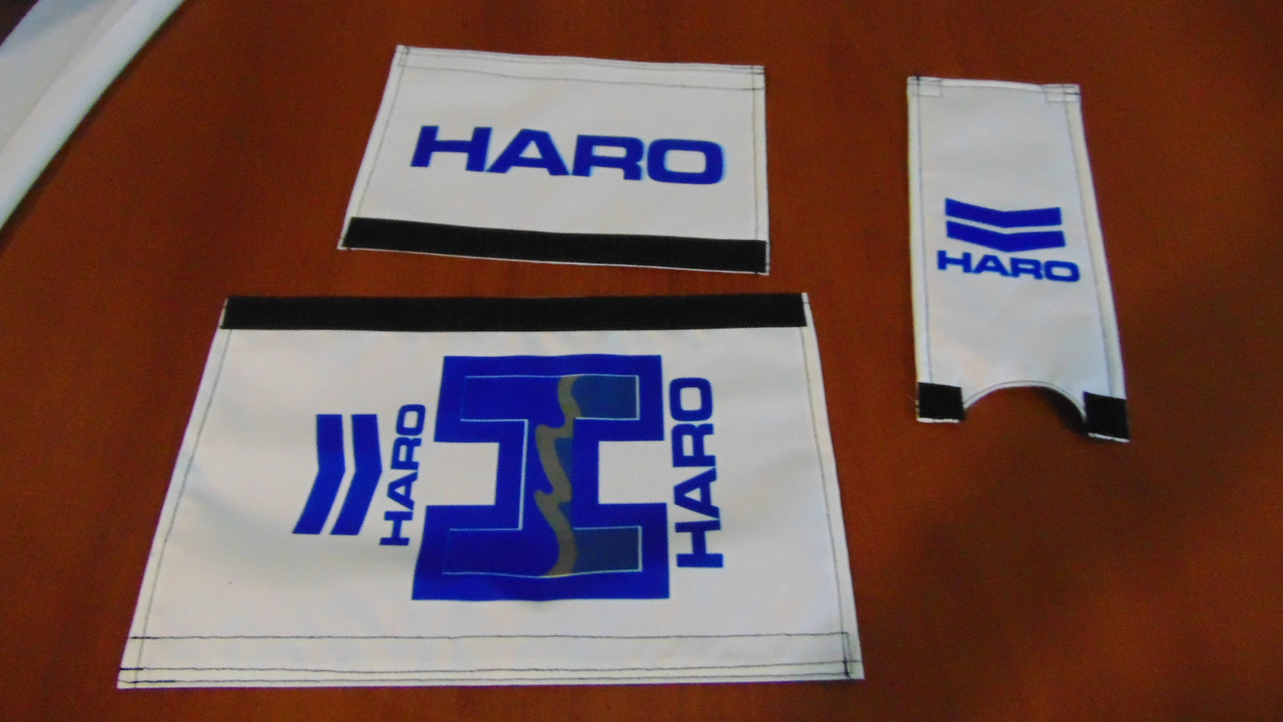 Haro White BMX Old School Padset, White Haro BMX Crash Padset Big Logo