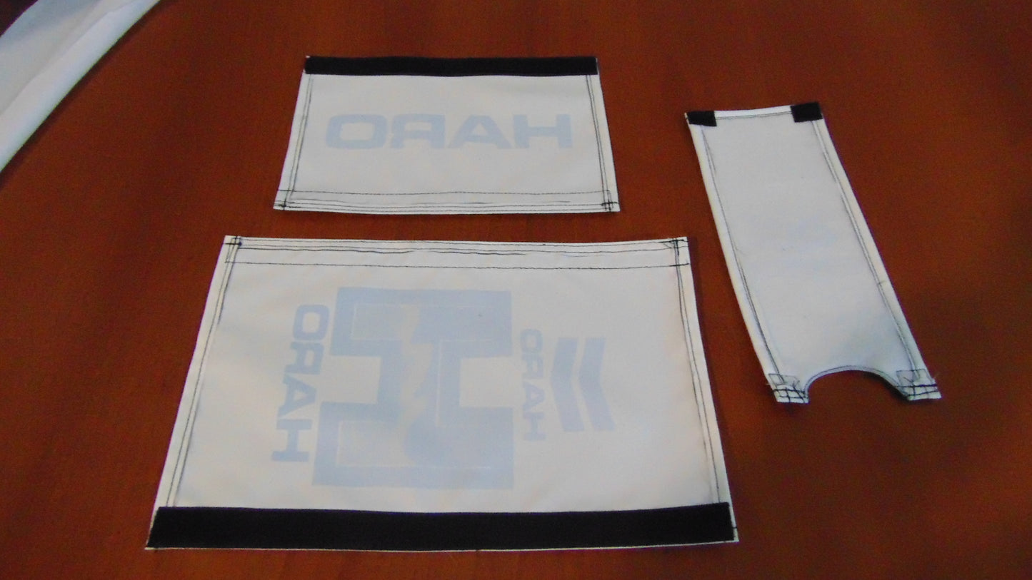 Haro White BMX Old School Padset, White Haro BMX Crash Padset Big Logo