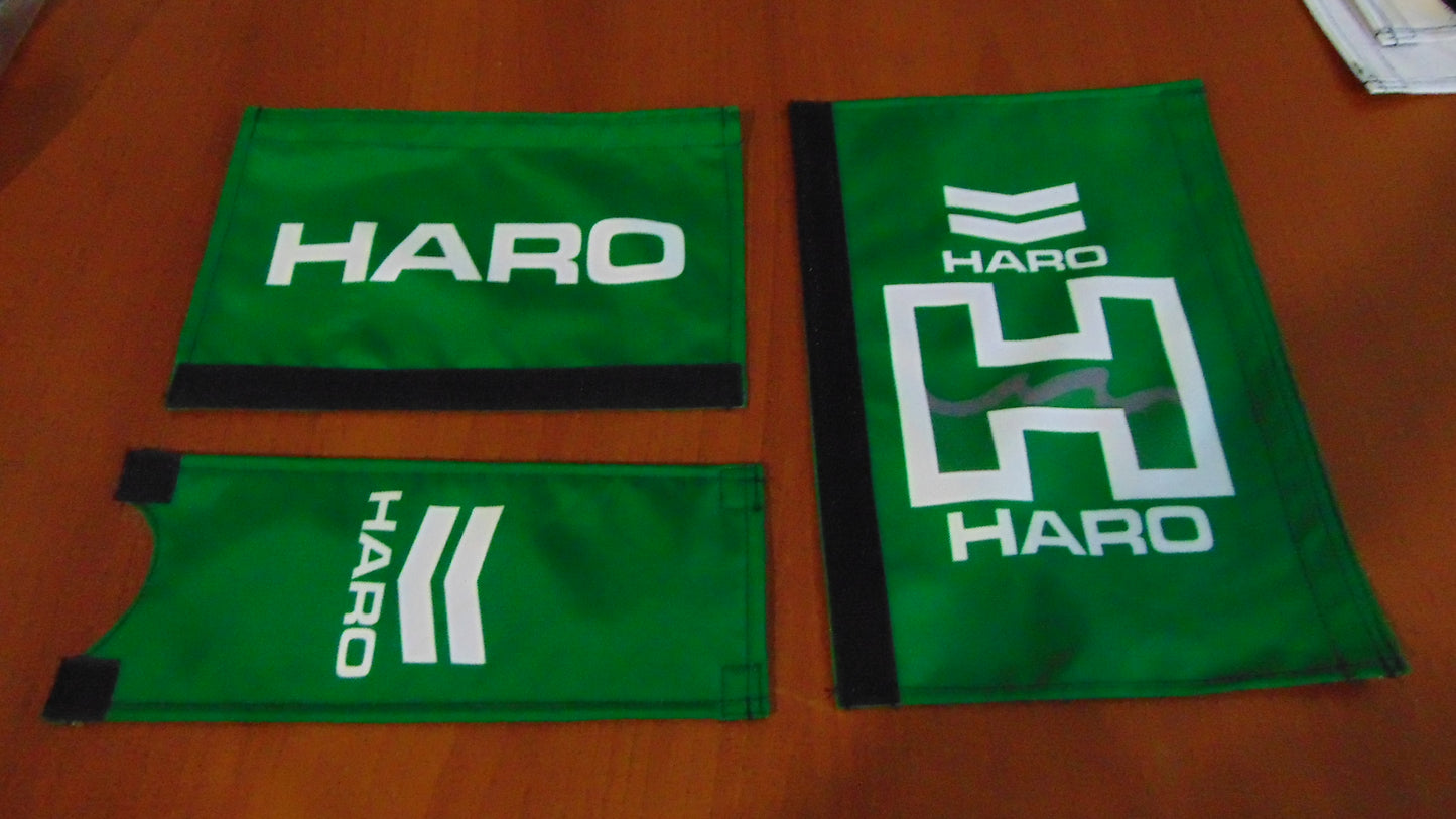 Haro Green BMX Old School Padset, Green Haro BMX Crash Padset Big Logo
