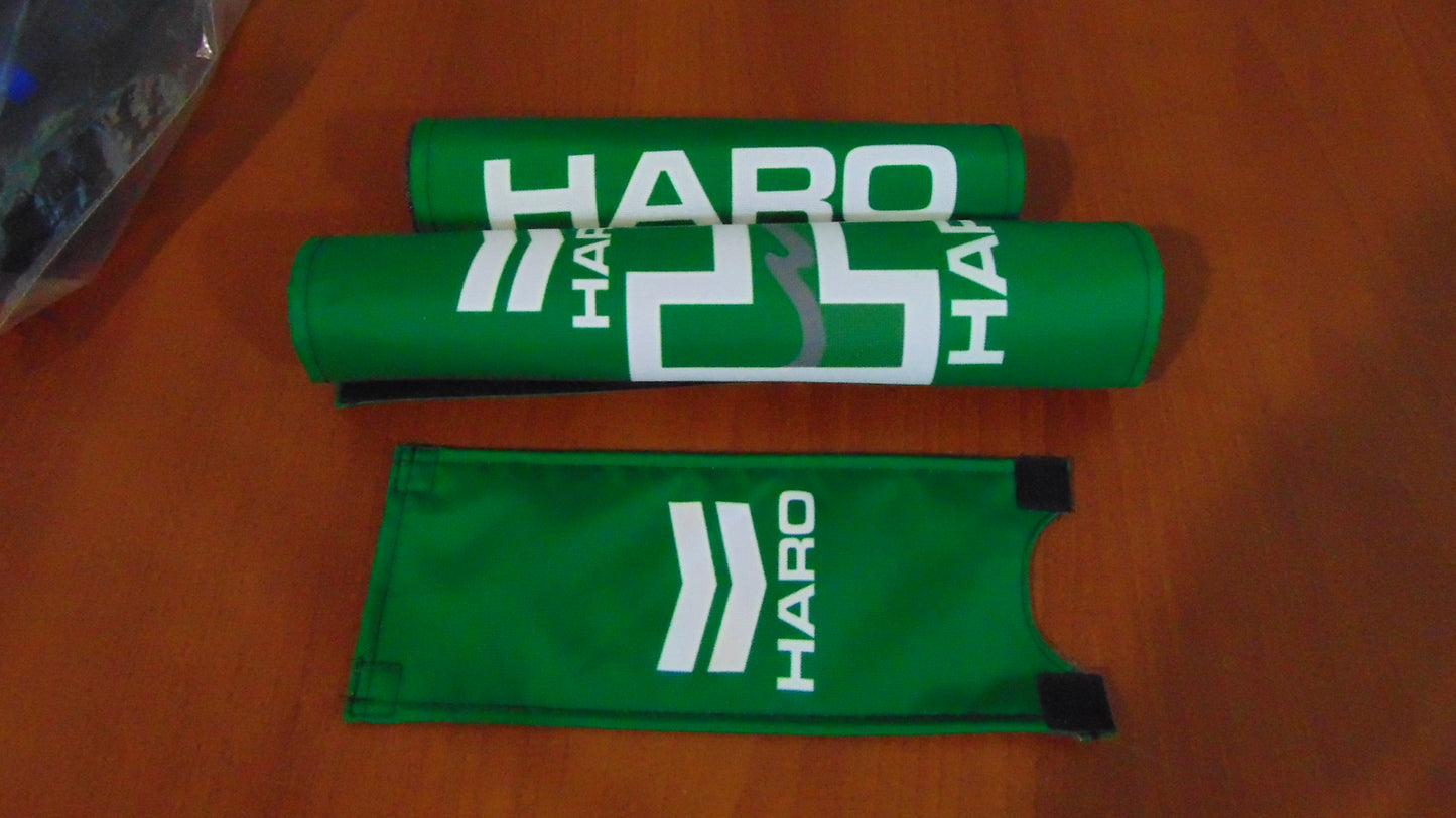 Haro Green BMX Old School Padset, Green Haro BMX Crash Padset Big Logo