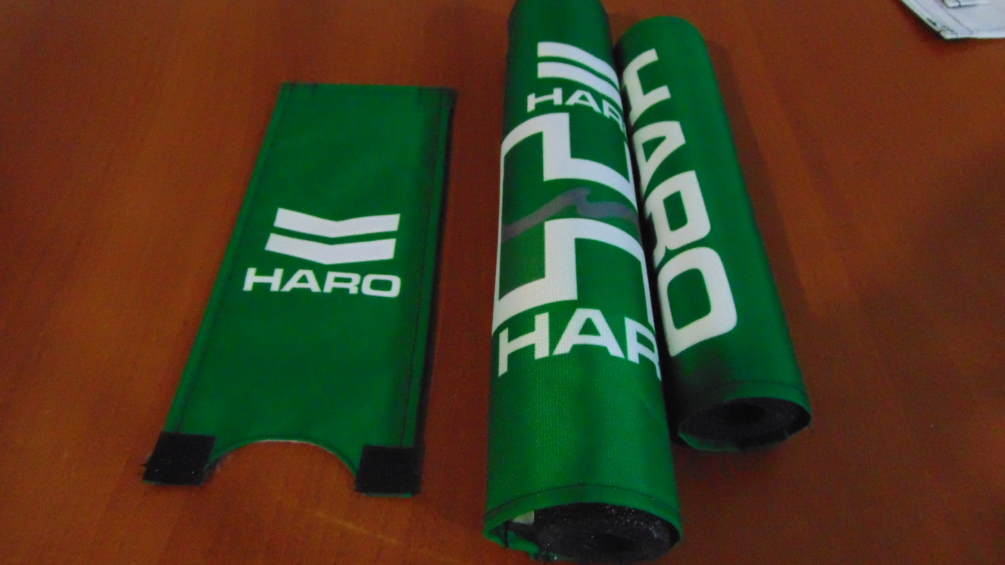 Haro Green BMX Old School Padset, Green Haro BMX Crash Padset Big Logo