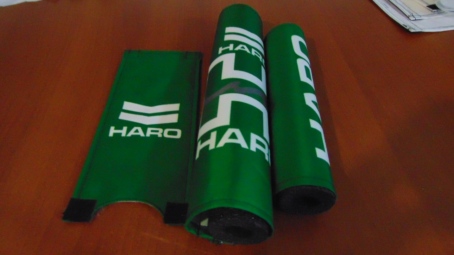 Haro Green BMX Old School Padset, Green Haro BMX Crash Padset Big Logo