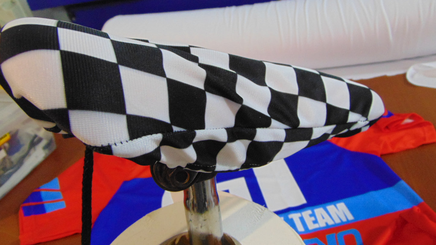 BMX Bicycle Seat Cover Vintage Style Van Max Bike Saddle Cover Old School Checked Black White