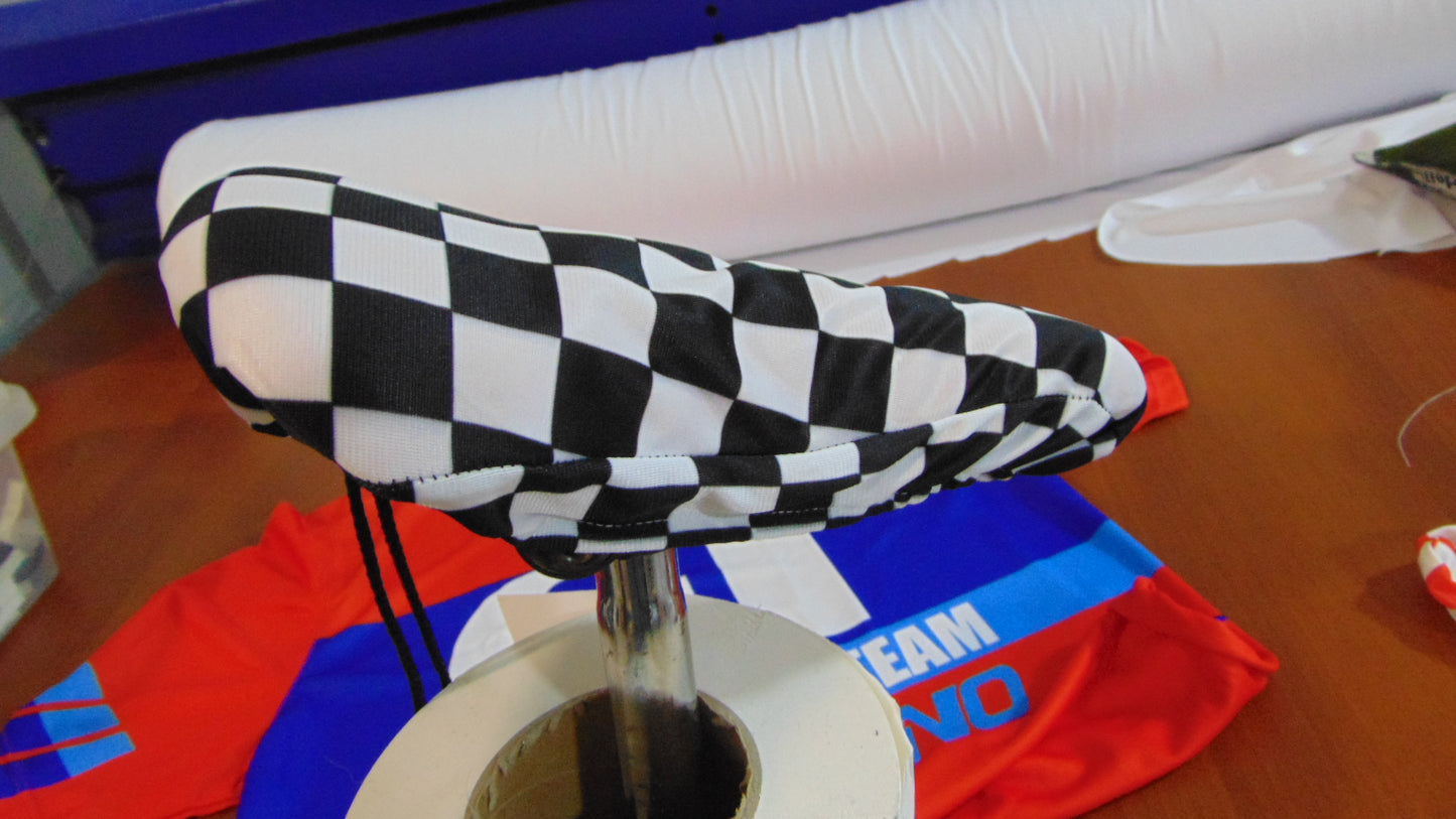 BMX Bicycle Seat Cover Vintage Style Van Max Bike Saddle Cover Old School Checked Black White