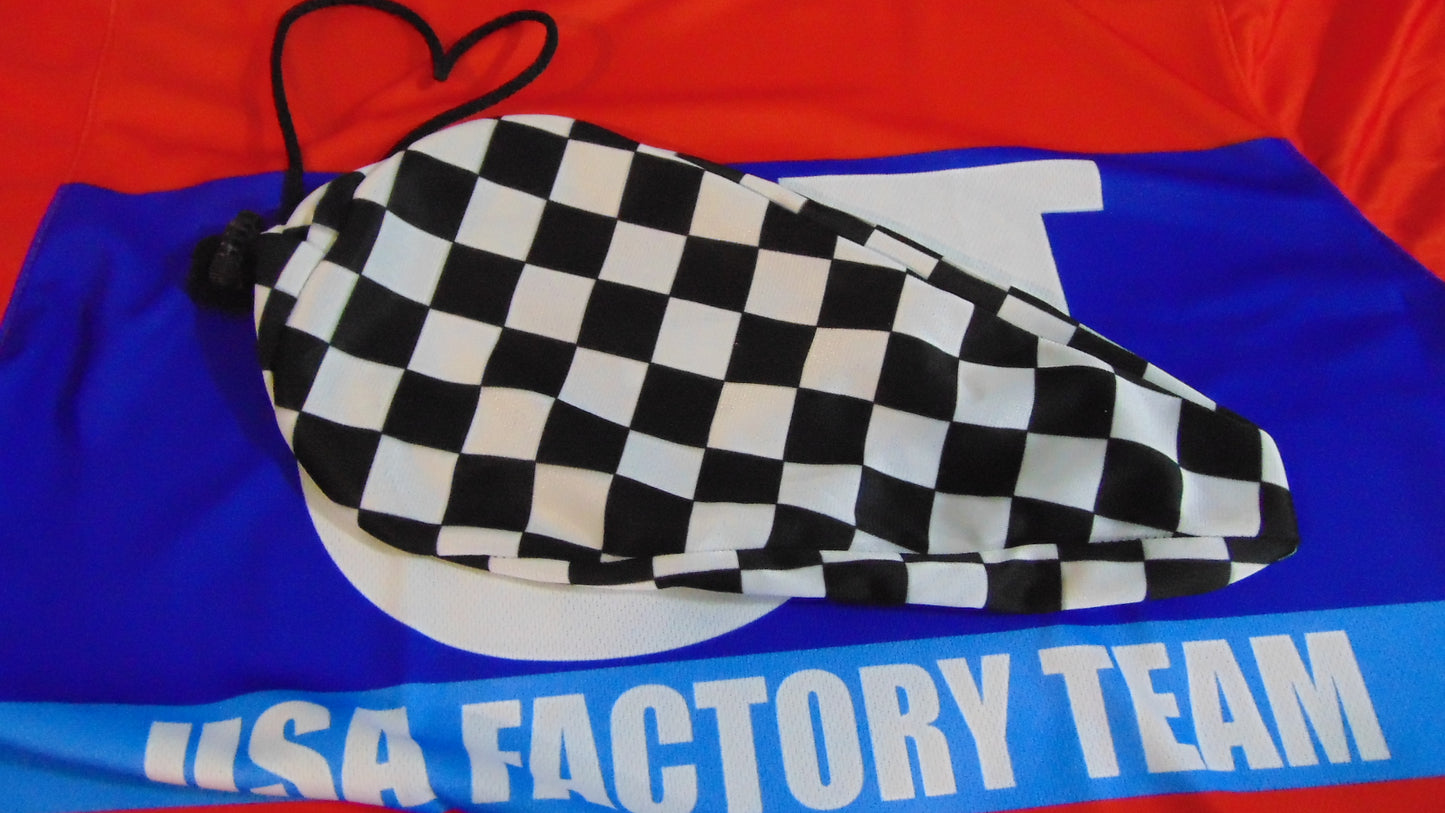 BMX Bicycle Seat Cover Vintage Style Van Max Bike Saddle Cover Old School Checked Black White