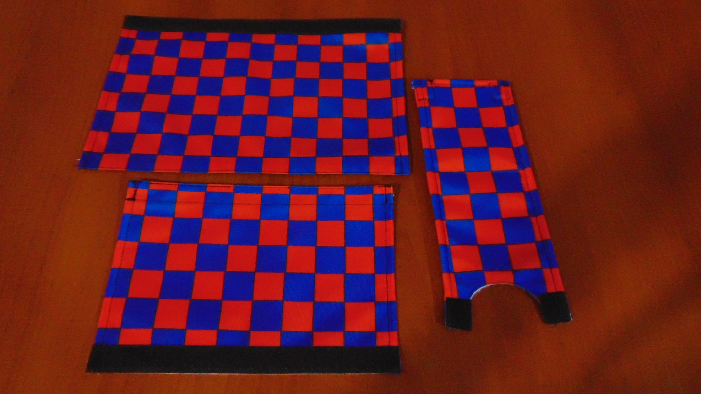 Checkered Red and Blue BMX pads, Blue and Red BMX Crash Pads