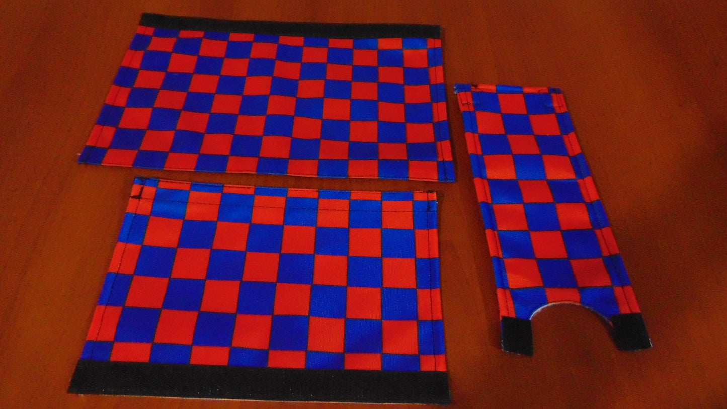 Checkered Red and Blue BMX pads, Blue and Red BMX Crash Pads