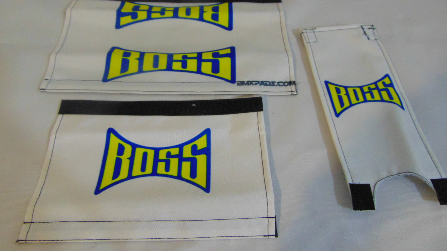 Boss BMX pads, White BMX Crash Padsets