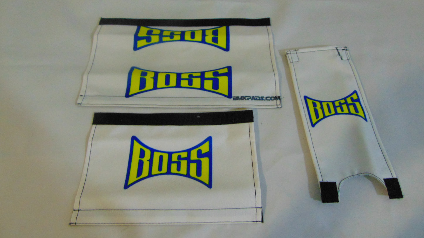 Boss BMX pads, White BMX Crash Padsets
