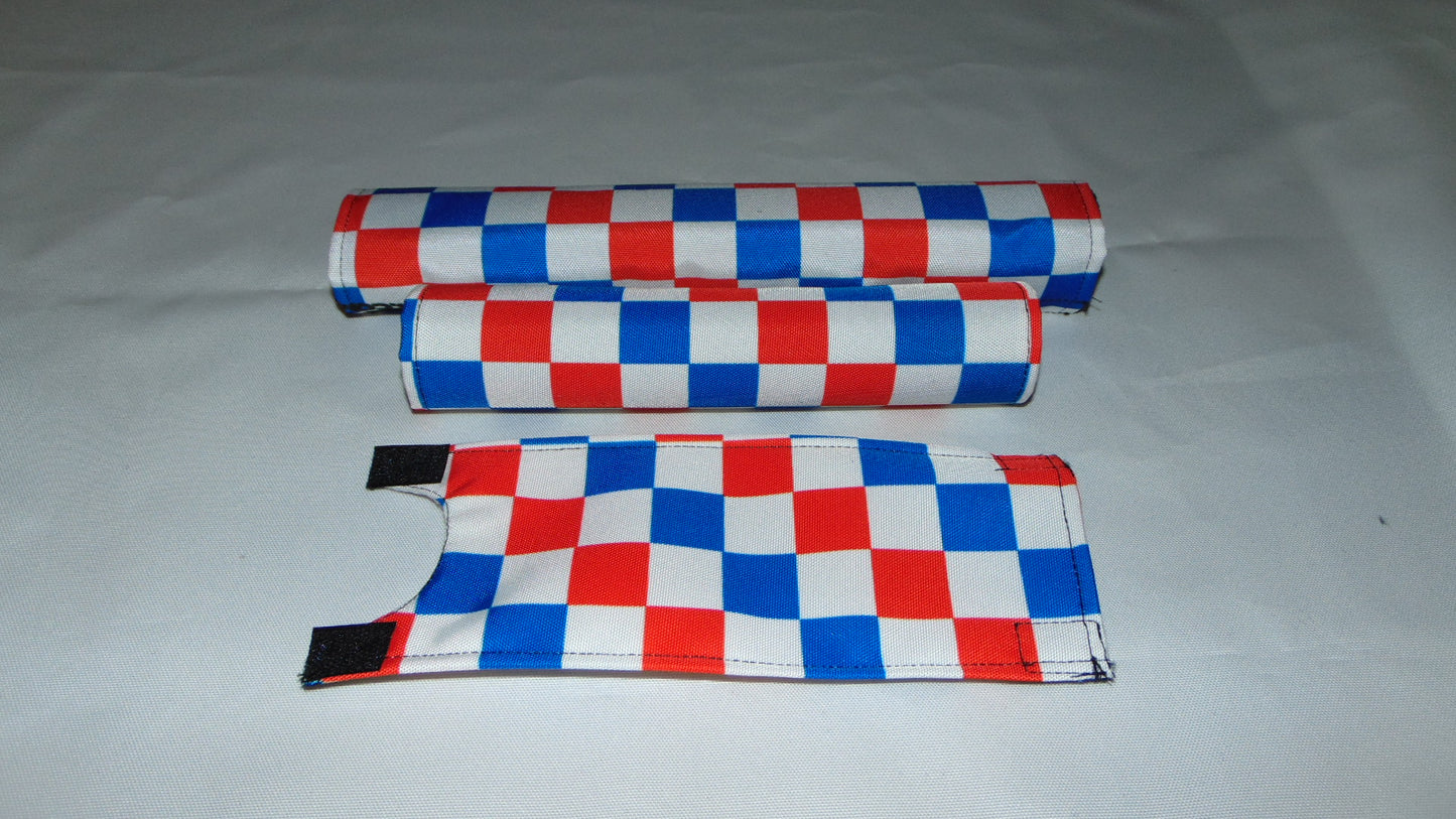 Checkered Van Red Blue White BMX pads, Tricolor Van BMX Crash Pads