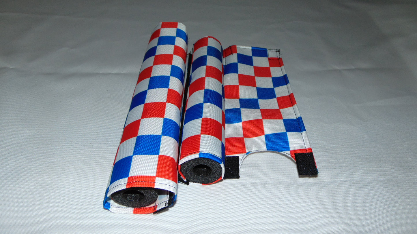 Checkered Van Red Blue White BMX pads, Tricolor Van BMX Crash Pads
