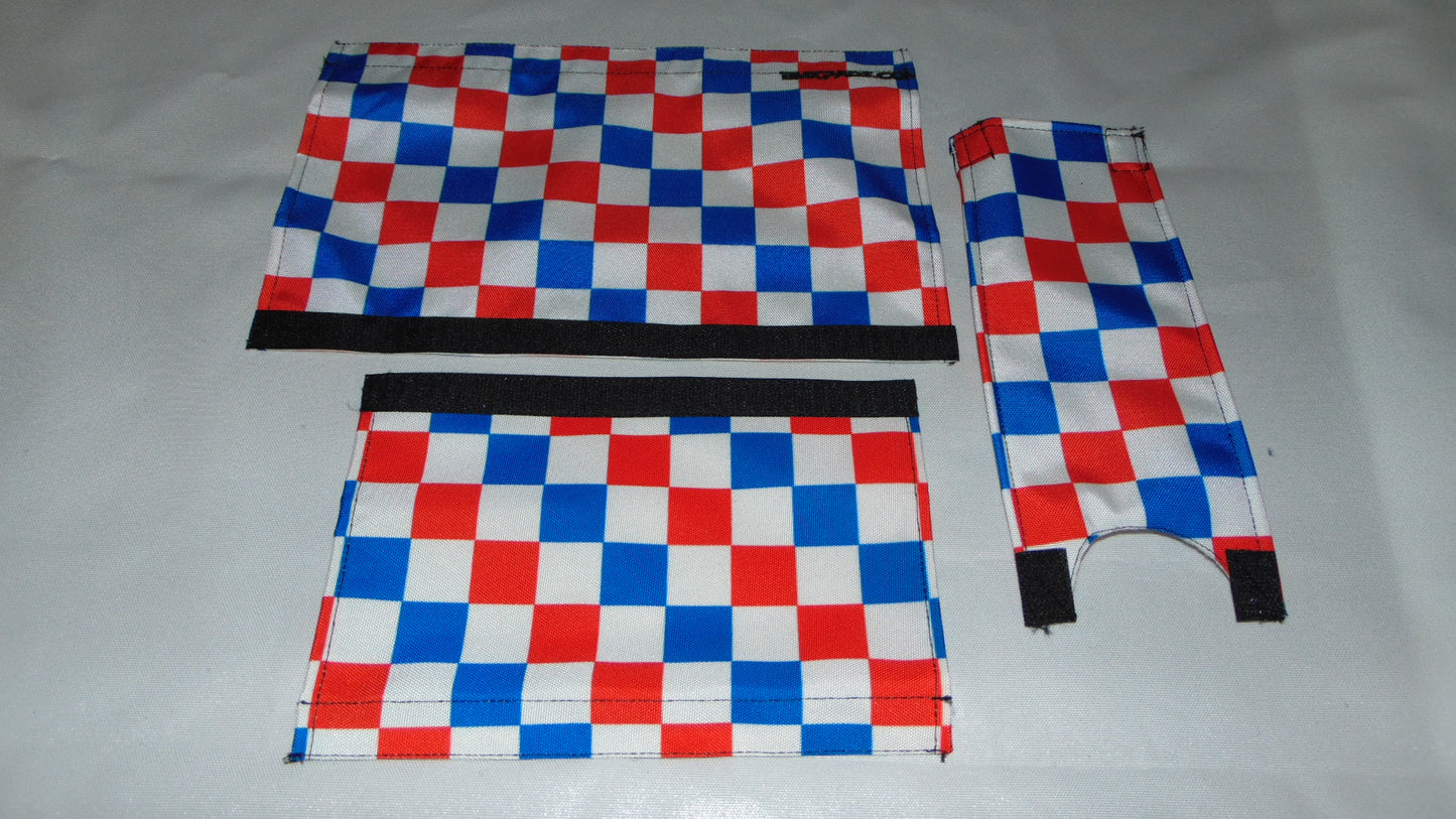 Checkered Van Red Blue White BMX pads, Tricolor Van BMX Crash Pads