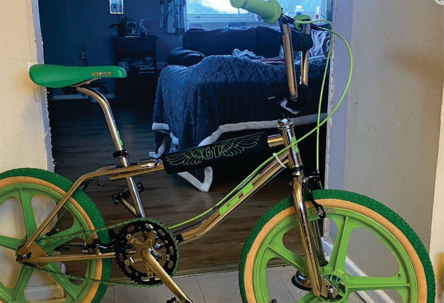 GT BMX Padsets, Black Green GT Wings Padsets, Ols School Pad Set