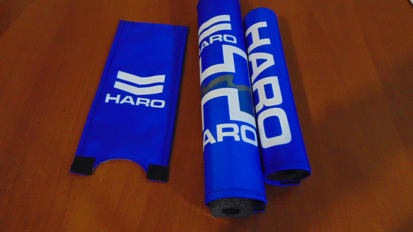 Haro Blue BMX Old School Padset, Blue Haro BMX Crash Padset Big Logo