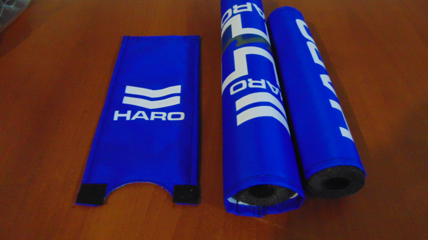 Haro Blue BMX Old School Padset, Blue Haro BMX Crash Padset Big Logo