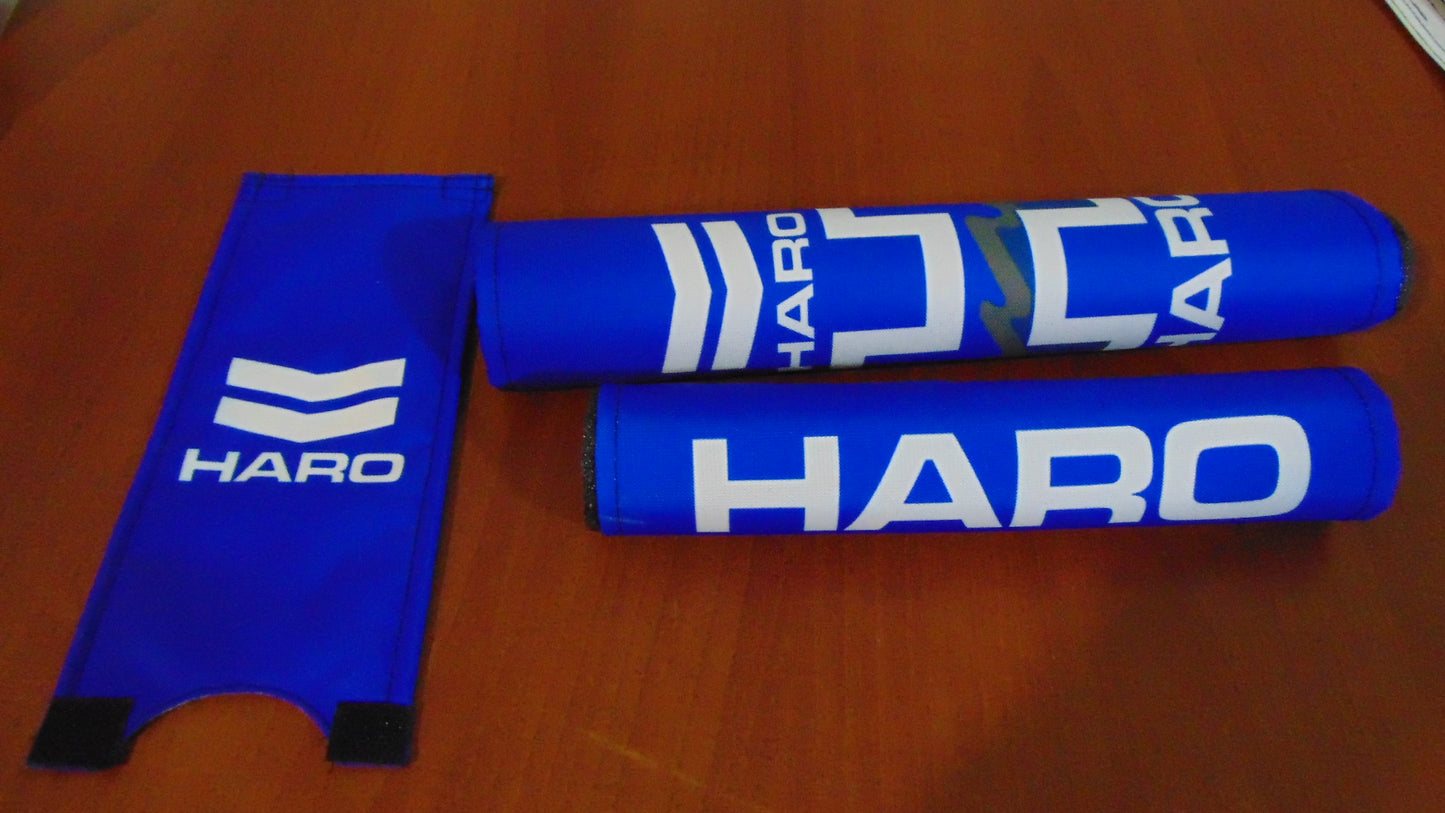 Haro Blue BMX Old School Padset, Blue Haro BMX Crash Padset Big Logo