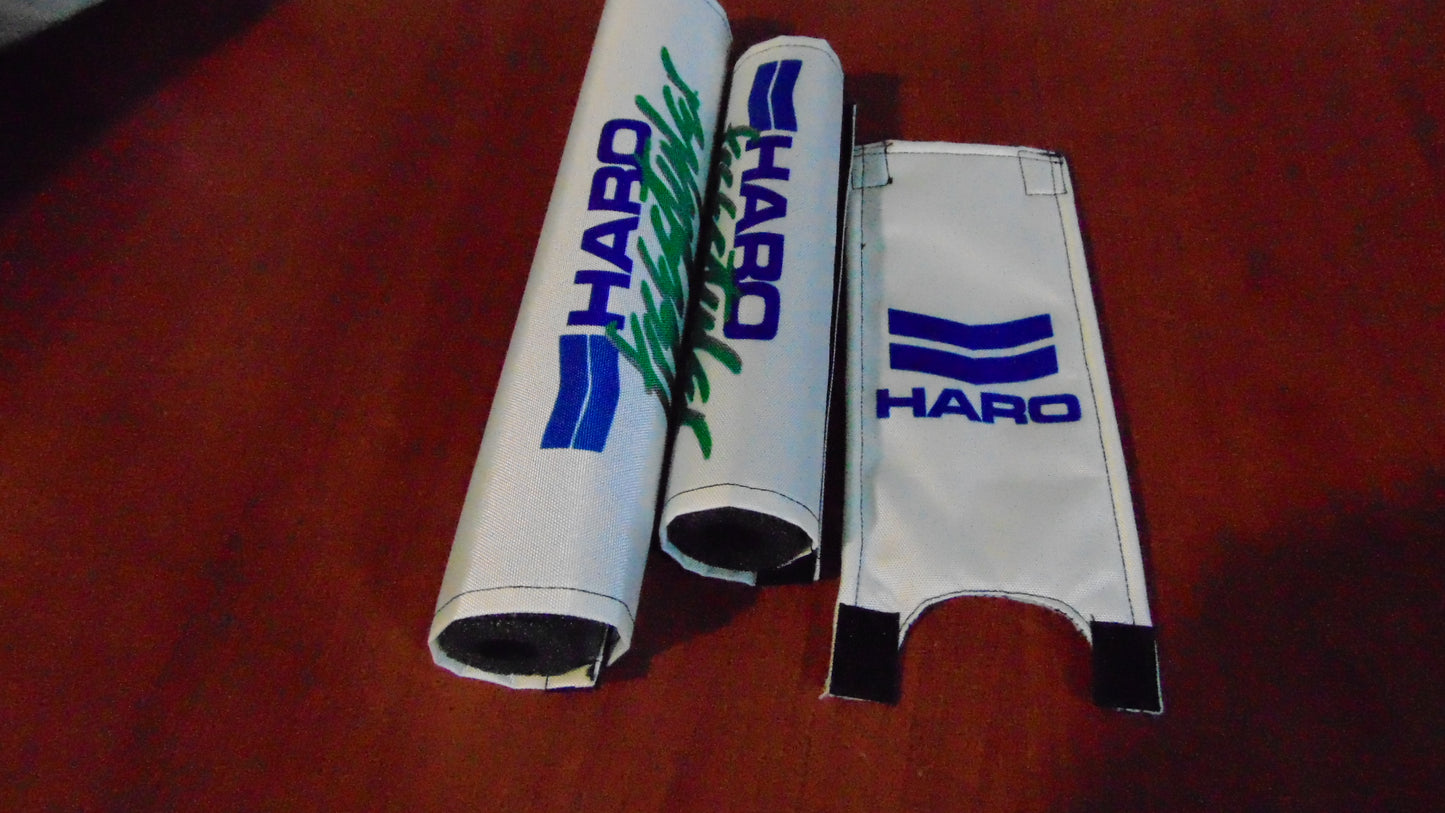 Haro Freestyler BMX Old School Padset, White Green Haro BMX Crash Padset