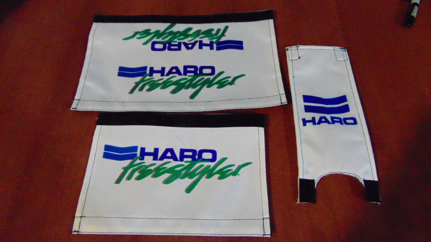 Haro Freestyler BMX Old School Padset, White Green Haro BMX Crash Padset