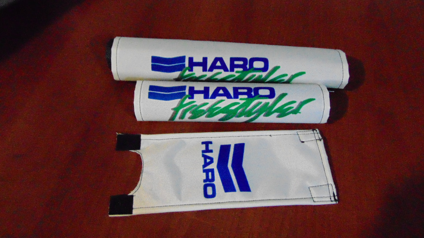 Haro Freestyler BMX Old School Padset, White Green Haro BMX Crash Padset