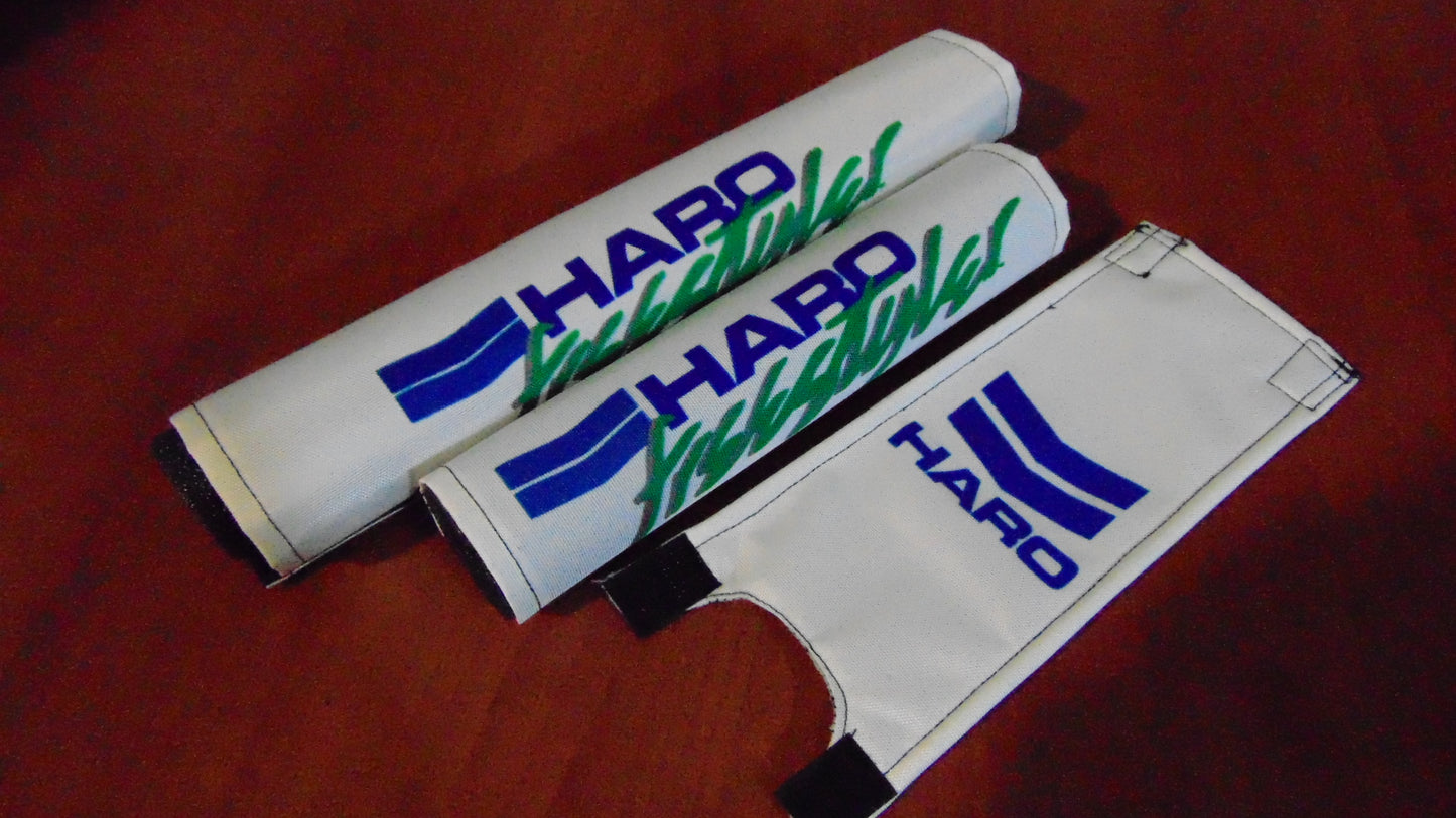 Haro Freestyler BMX Old School Padset, White Green Haro BMX Crash Padset