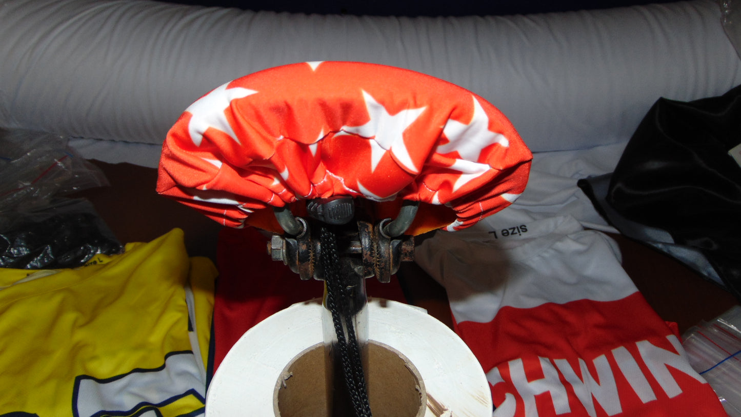 BMX Bicycle Seat Cover Vintage Style Bike Saddle Cover Old School Star Trick Star Red