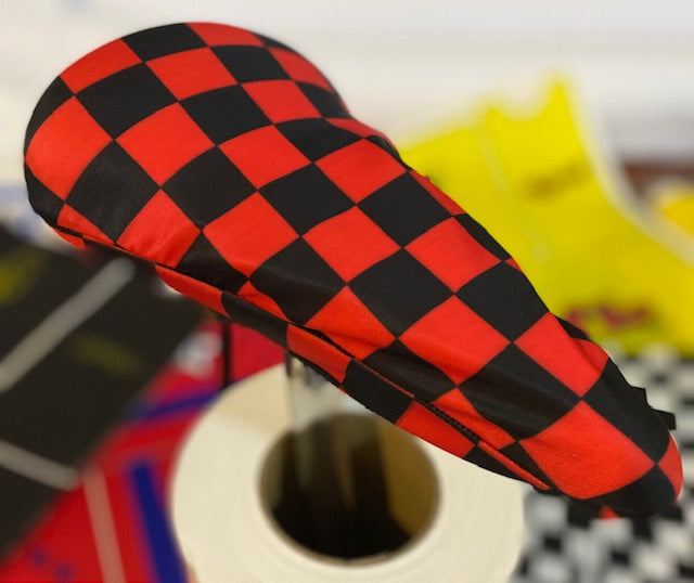 BMX Bicycle Seat Cover Vintage Style Van Max Bike Saddle Cover Old School Checked Black and Red