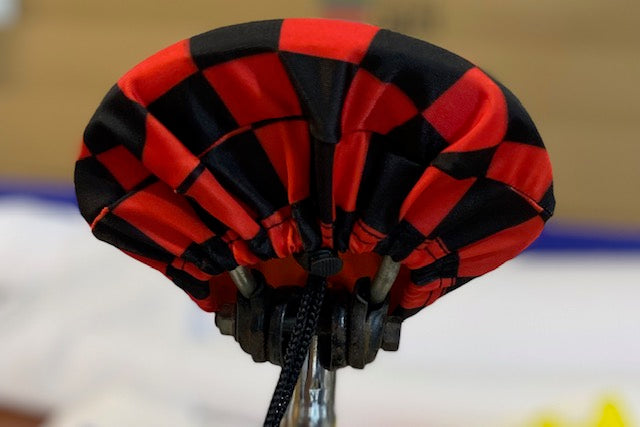 BMX Bicycle Seat Cover Vintage Style Van Max Bike Saddle Cover Old School Checked Black and Red