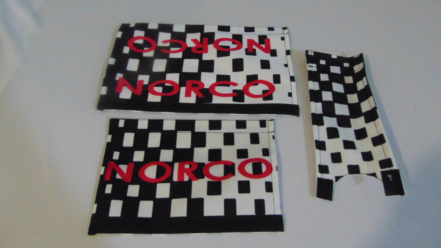Checkered Black and White Norco BMX padset, Old School Classic BMX padset