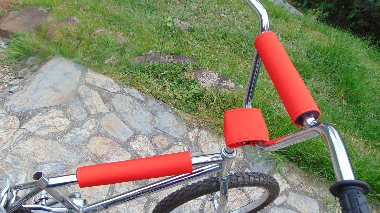 CLASSIC SOLID RED BIKE BMX PAD SET STEM HANDLEBAR TOP TUBE BIKE PADS SOLID RED CRASHPADSET