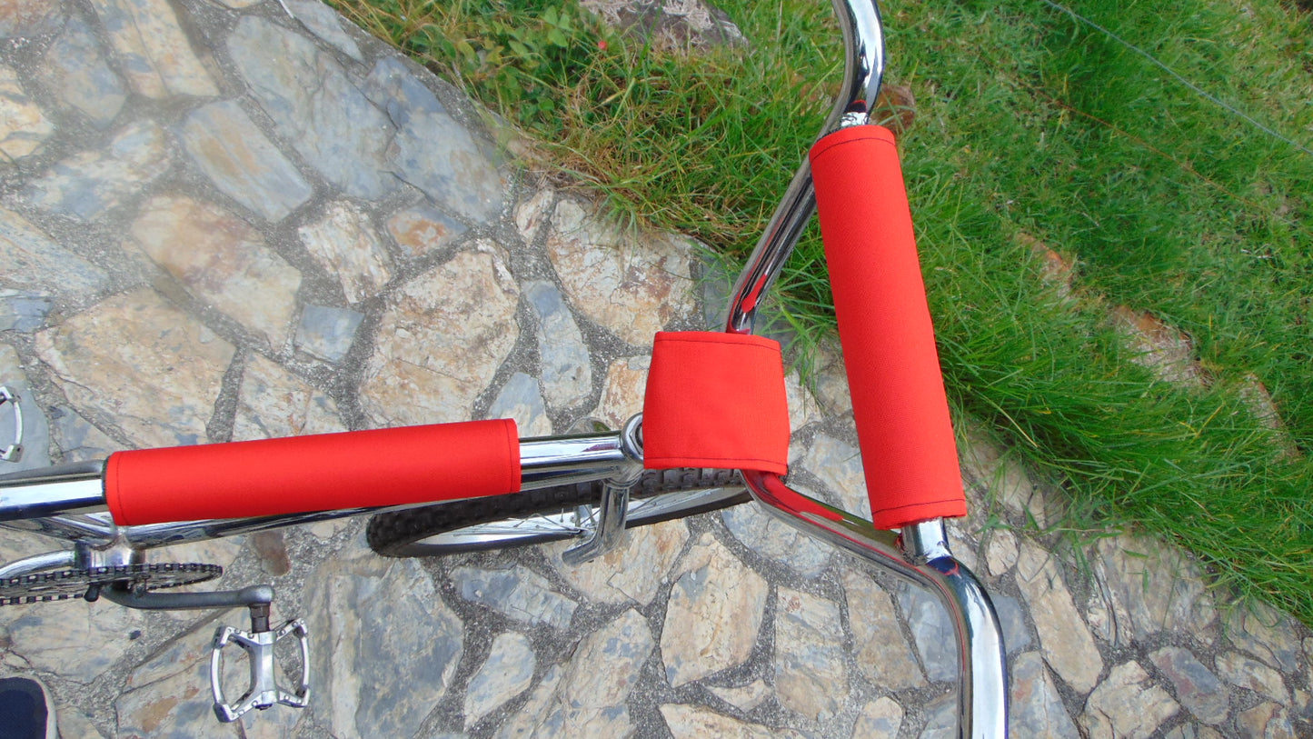 CLASSIC SOLID RED BIKE BMX PAD SET STEM HANDLEBAR TOP TUBE BIKE PADS SOLID RED CRASHPADSET