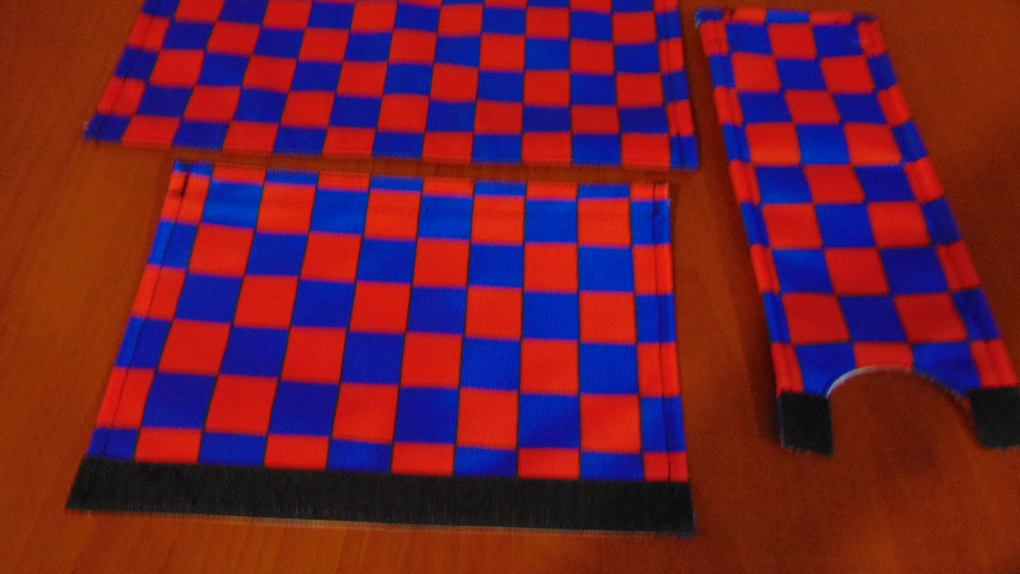 Checkered Red and Blue BMX pads, Blue and Red BMX Crash Pads