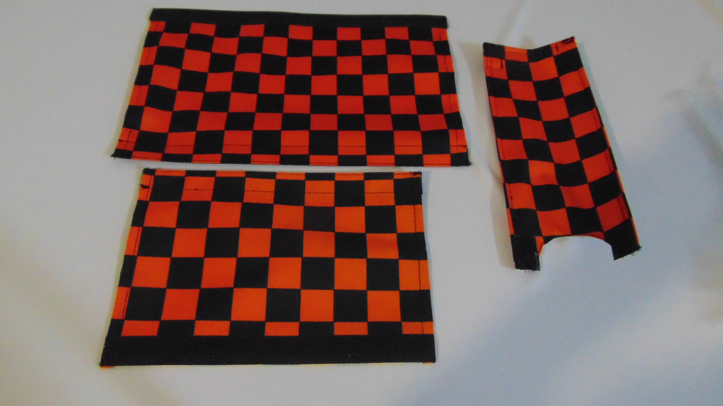 Checkered Orange and Black BMX pads, Black and Orange BMX Crash Pads
