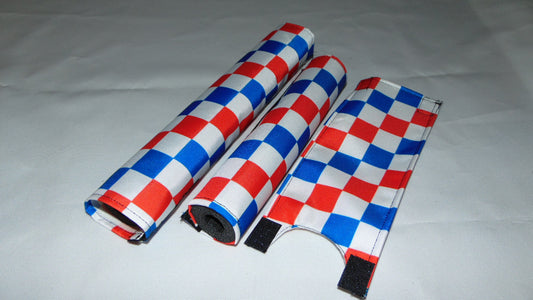 Checkered Van Red Blue White BMX pads, Tricolor Van BMX Crash Pads